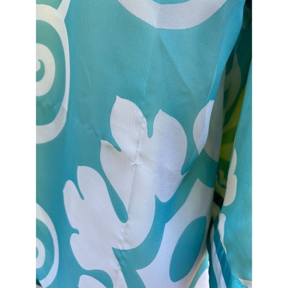 Randolph Duke SILK Open Front Short Kimono Blue Green Reversible Sz 8 Boho Artsy - Picture 8 of 13
